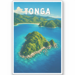 Sticker Illustration de voyage vintage sur Tonga