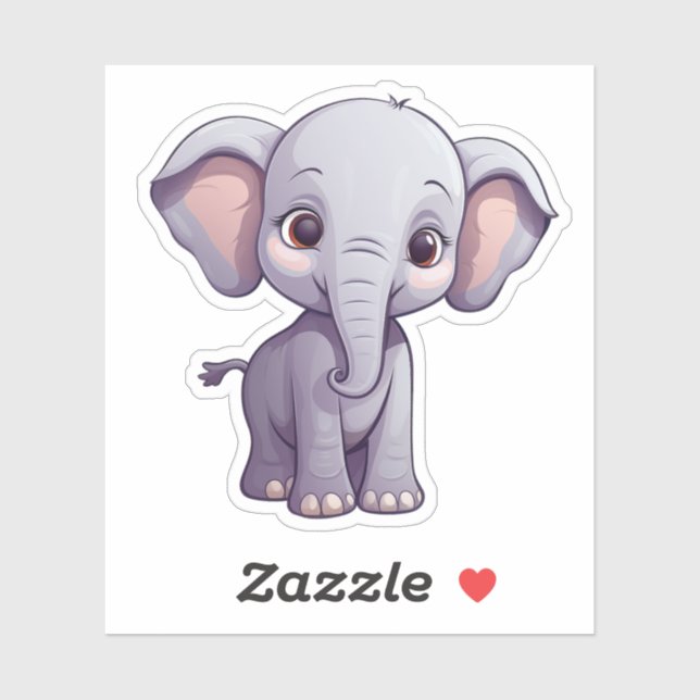 Sticker Illustration d'éléphant de dessin animé (Feuille)