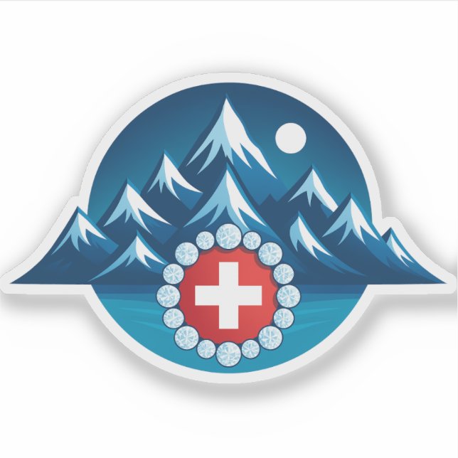 Sticker Illustration des Alpes suisses (Devant)