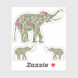 Sticker Illustration des éléphants floraux