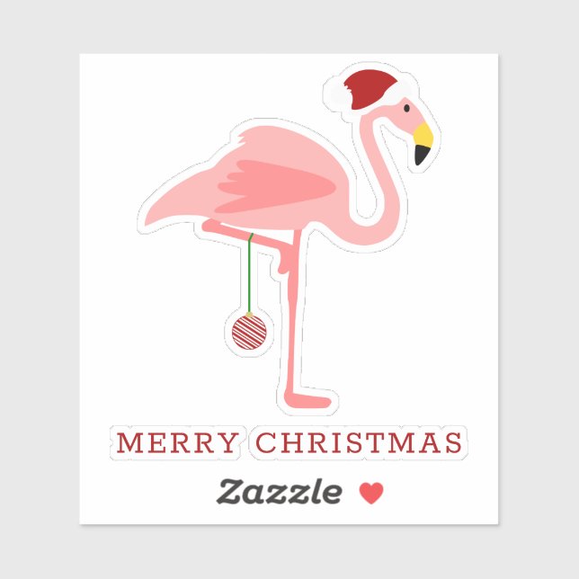 Sticker Illustration des Flamants roses de Noël (Feuille)