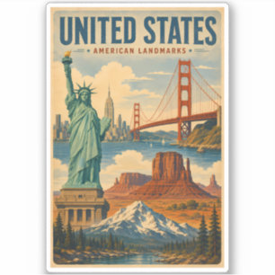 Sticker Illustration des monuments américains des États-Un
