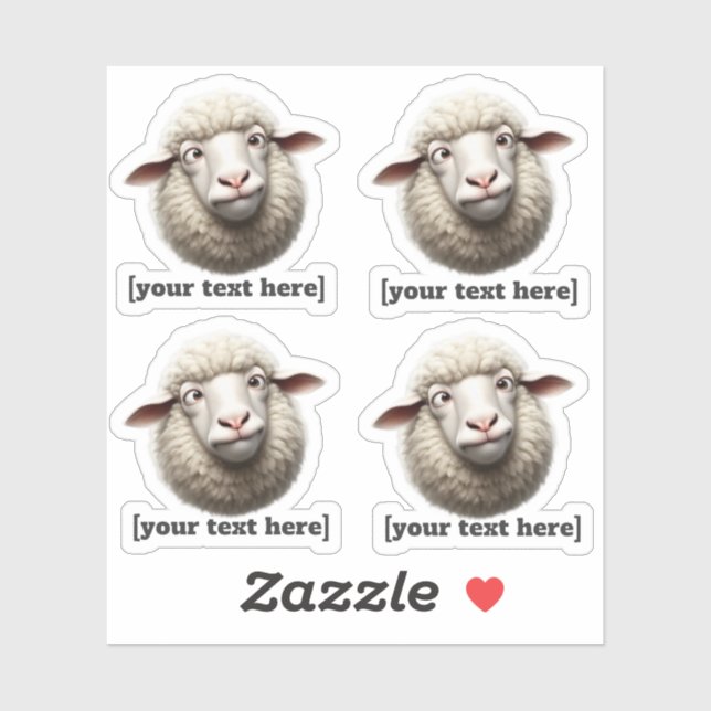 Sticker Illustration des moutons à oeil croisé Texte perso (Feuille)