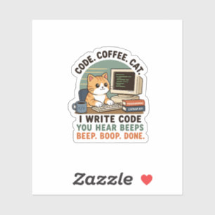 Sticker Illustration d'humour de programmeur de chat de ca