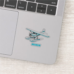 Sticker Illustration d'hydravion bleu blanc