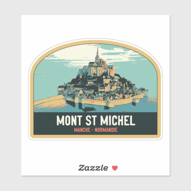 Sticker Illustration d'origine du Mont Saint Michel France (Feuille)