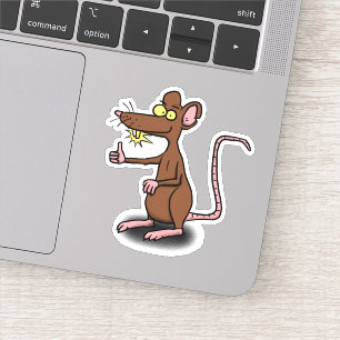 Sticker Illustration drôle de dessin de rat brun