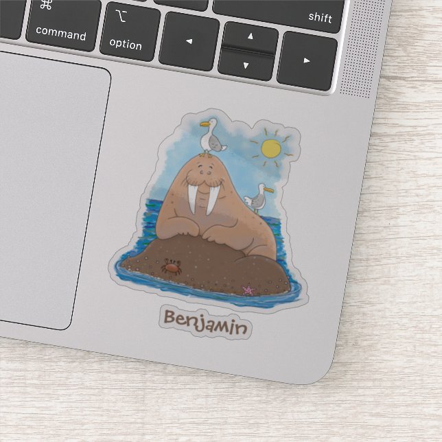 Sticker Illustration drôle de morse joyeux (Détail)