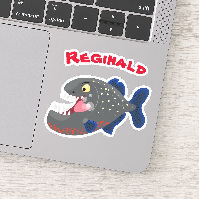 Sticker Illustration drôle de piranha affamée (Détail)