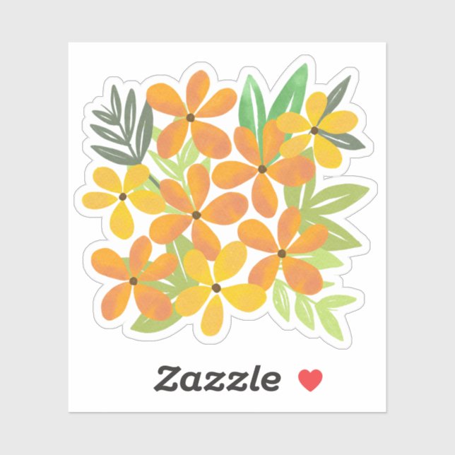 Sticker Illustration du bouquet floral jaune et orange (Feuille)