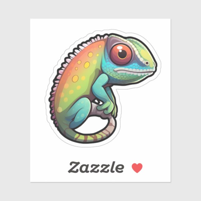 Sticker Illustration du caméléon de dessin (Feuille)