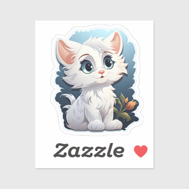 Sticker Illustration du chat de dessin (Feuille)