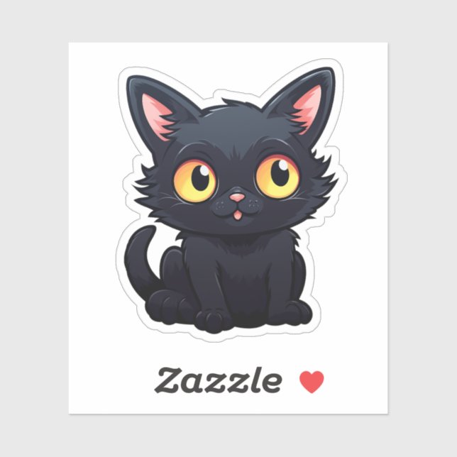 Sticker Illustration du chat de dessin (Feuille)