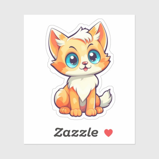 Sticker Illustration du chat de dessin (Feuille)