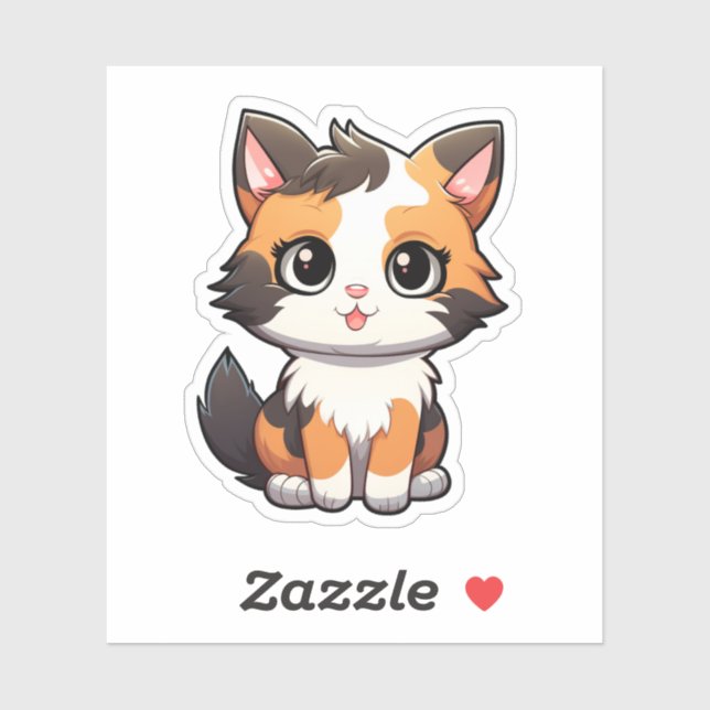 Sticker Illustration du chat de dessin (Feuille)