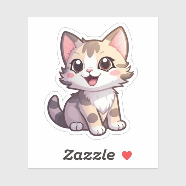 Sticker Illustration du chat de dessin (Feuille)