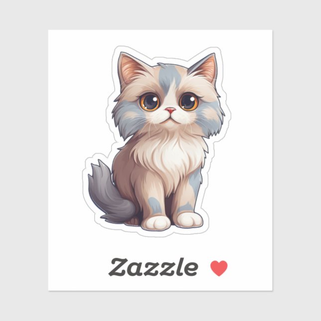 Sticker Illustration du chat de dessin (Feuille)