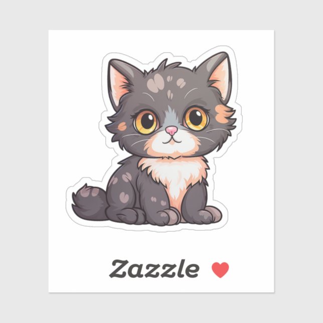 Sticker Illustration du chat de dessin (Feuille)