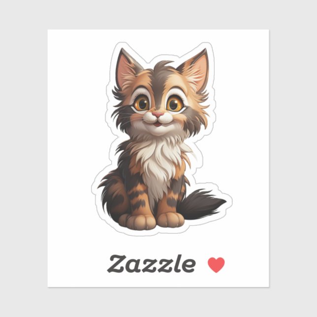 Sticker Illustration du chat de dessin (Feuille)