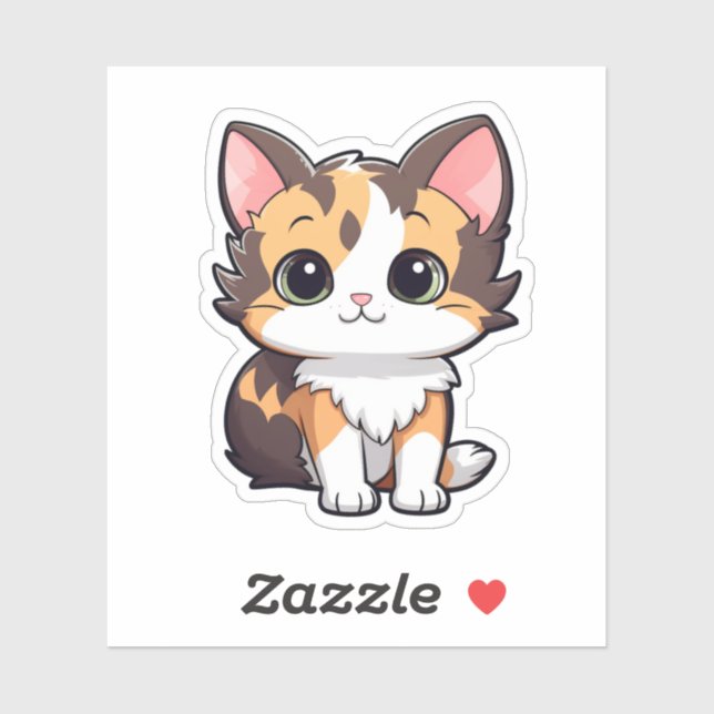 Sticker Illustration du chat de dessin (Feuille)