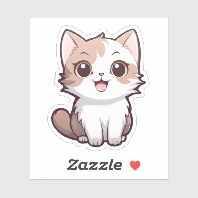 Sticker Illustration du chat de dessin (Feuille)