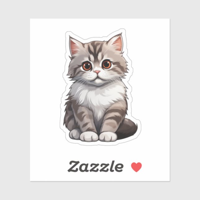 Sticker Illustration du chat de dessin (Feuille)