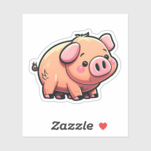 Sticker Illustration du cochon de dessin