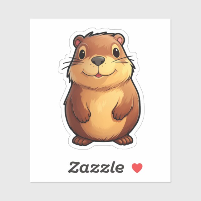Sticker Illustration du dessin animé capybara (Feuille)