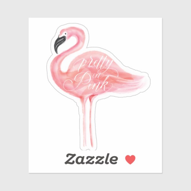 Sticker Illustration du Flamant rose d'aquarelle rose (Feuille)