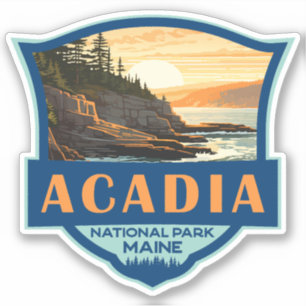 Sticker Illustration du parc national Acadia Insigne rétro