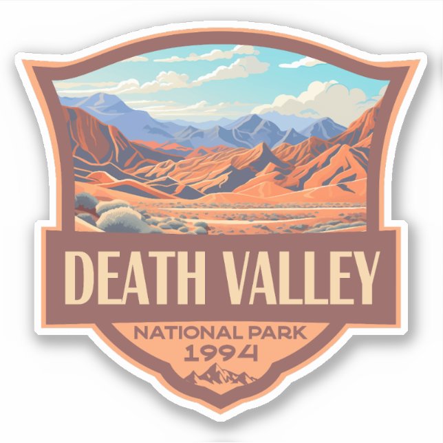 Sticker Illustration du parc national de Death Valley Retr (Devant)