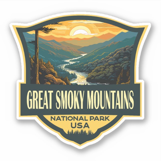 Sticker Illustration du parc national des Great Smoky Moun (Devant)
