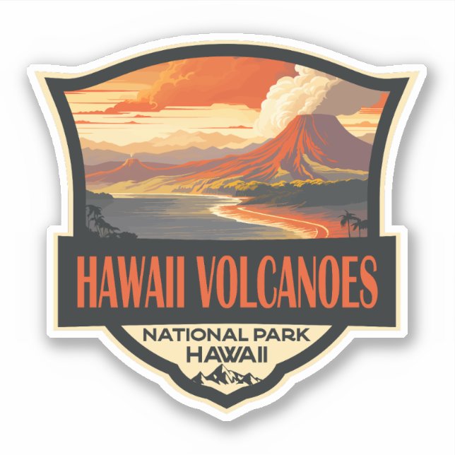 Sticker Illustration du parc national des volcans d'Hawaii (Devant)