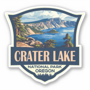 Sticker Illustration du parc national du lac Crater Badge