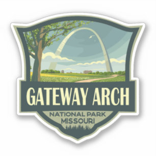 Sticker Illustration du parc national Gateway Arch Art rét
