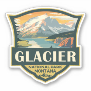 Sticker Illustration du parc national Glacier Voyage Vinta