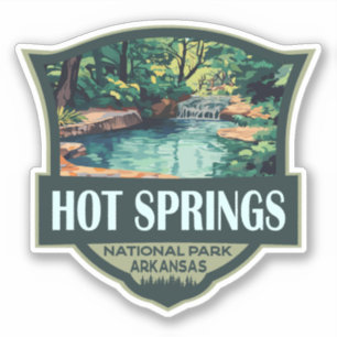 Sticker Illustration du parc national Hot Springs Insigne