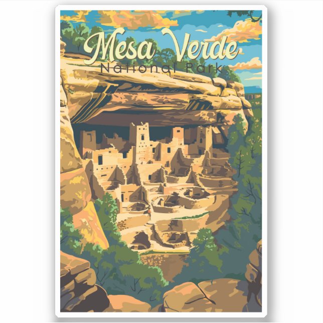 Sticker Illustration du parc national Mesa Verde Travel Ar (Devant)