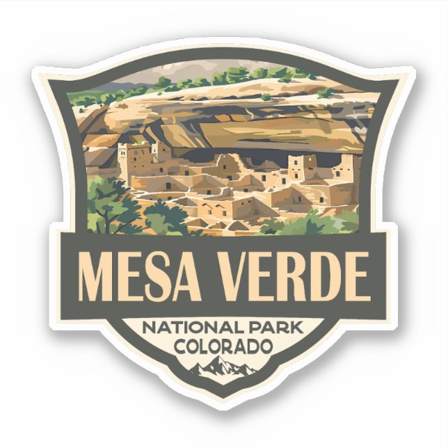 Sticker Illustration du parc national Mesa Verde Travel Ar (Devant)