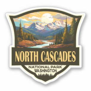 Sticker Illustration du parc national North Cascades Voyag