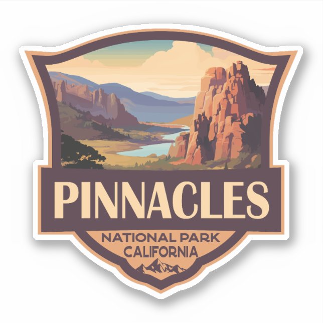 Sticker Illustration du parc national Pinnacles Art de voy (Devant)