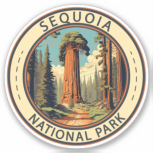 Sticker Illustration du parc national Sequoia Art de voyag