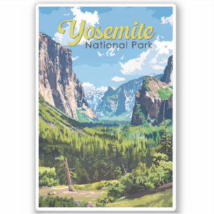 Sticker Illustration du parc national Yosemite Art de voya