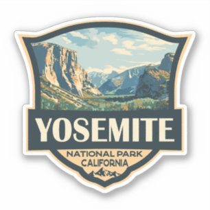 Sticker Illustration du parc national Yosemite Badge rétro