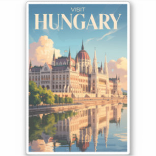Sticker Illustration du Parlement de Hongrie Art de voyage
