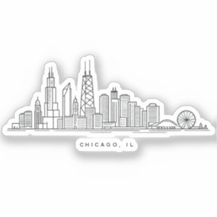 Sticker Illustration du paysage urbain de Chicago IL