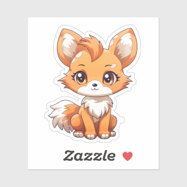 Sticker Illustration du renard de dessin (Feuille)