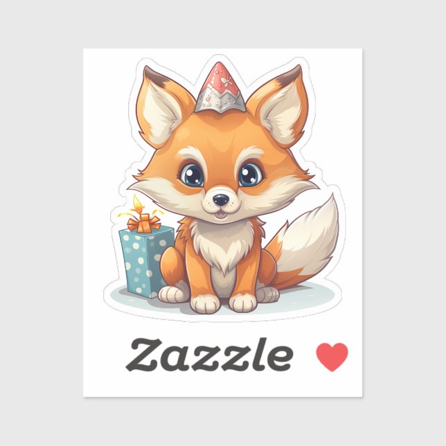 Sticker Illustration du renard de dessin (Feuille)
