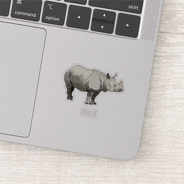 Sticker Illustration du rhinocéros de Javan (Détail)