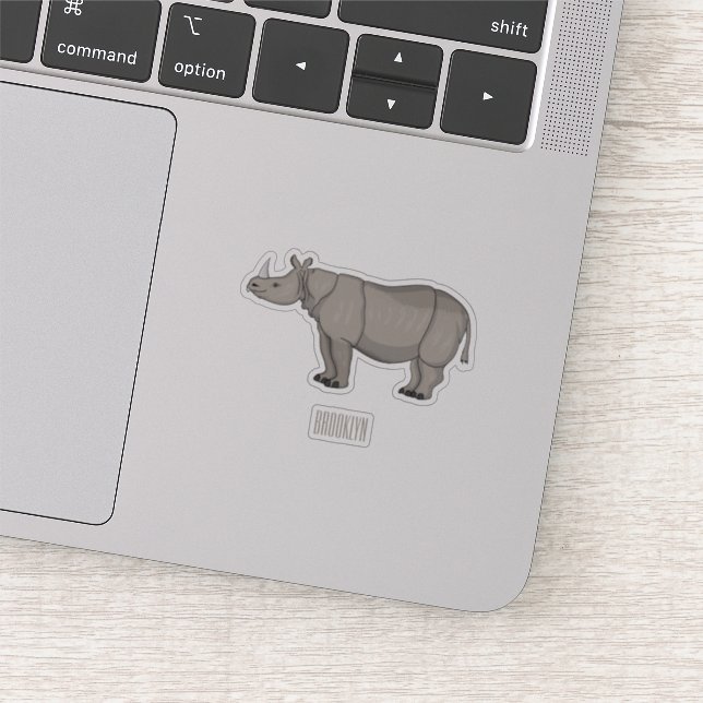 Sticker Illustration du rhinocéros de Javan (Détail)